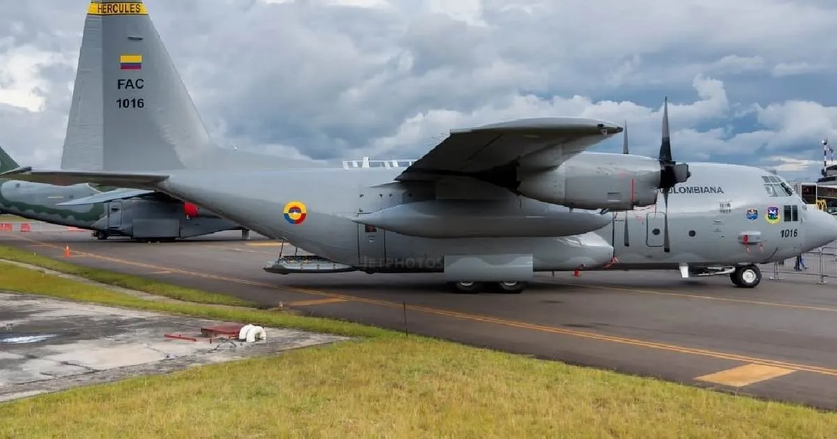 Avión Hércules C-130 que se accidentó en Colombia